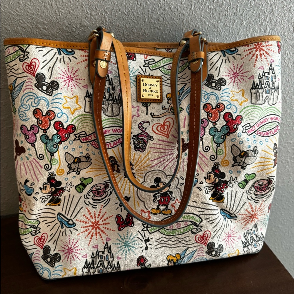 Dooney & Bourke Disney Parks Sketch Tote White and Tan